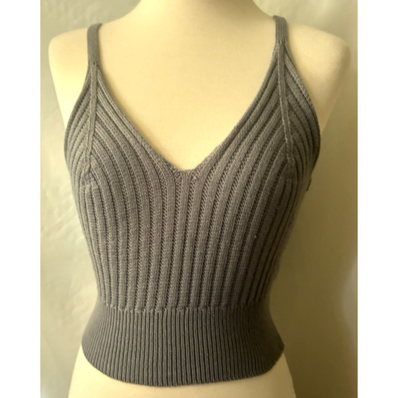 Beceel Knit Crop Top Ribbed Camisole Tee Casual Fashion Women Sz M/L - Picture 1 of 9